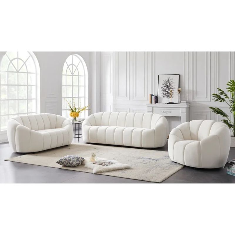 GENERICO - Sofá Arletti Curvo 3 + 2 + 1 Cuerpos - Beige claro