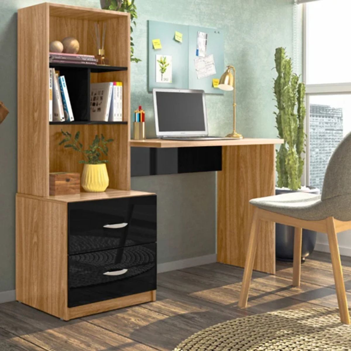 GENERICO - Escritorio Moderno Shuma Marrón y Negro R&R MUEBLES