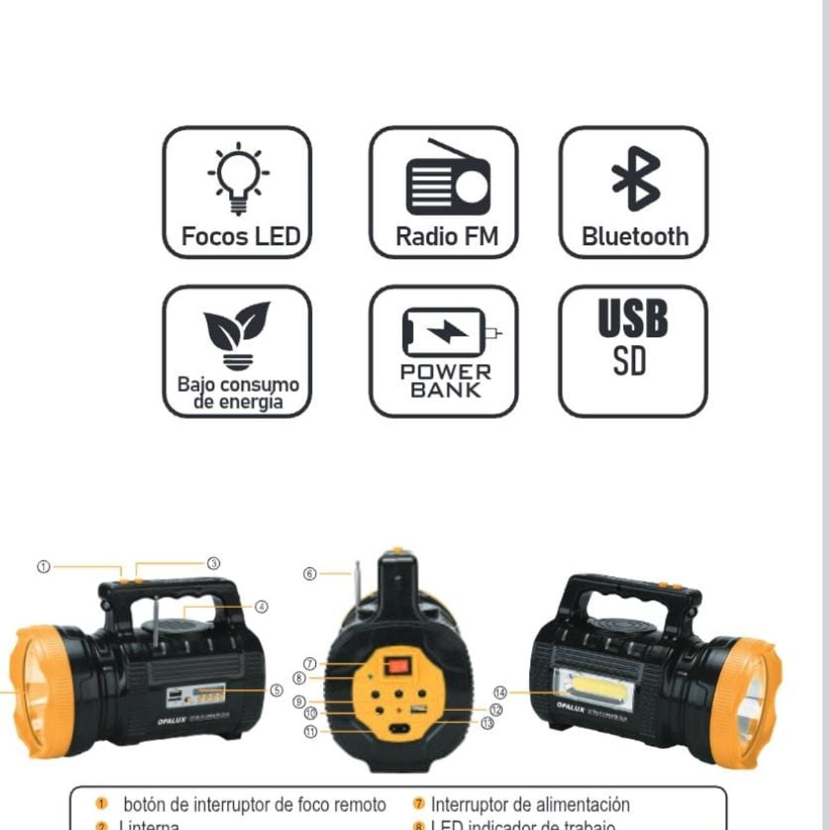 OPALUX - Kit Solar Portatil C LINTERNA 30W OPALUX