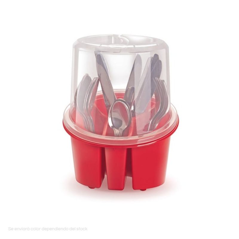 POLINPLAST - Porta Cubiertos Boston con Tapa Protectora y Compartimos