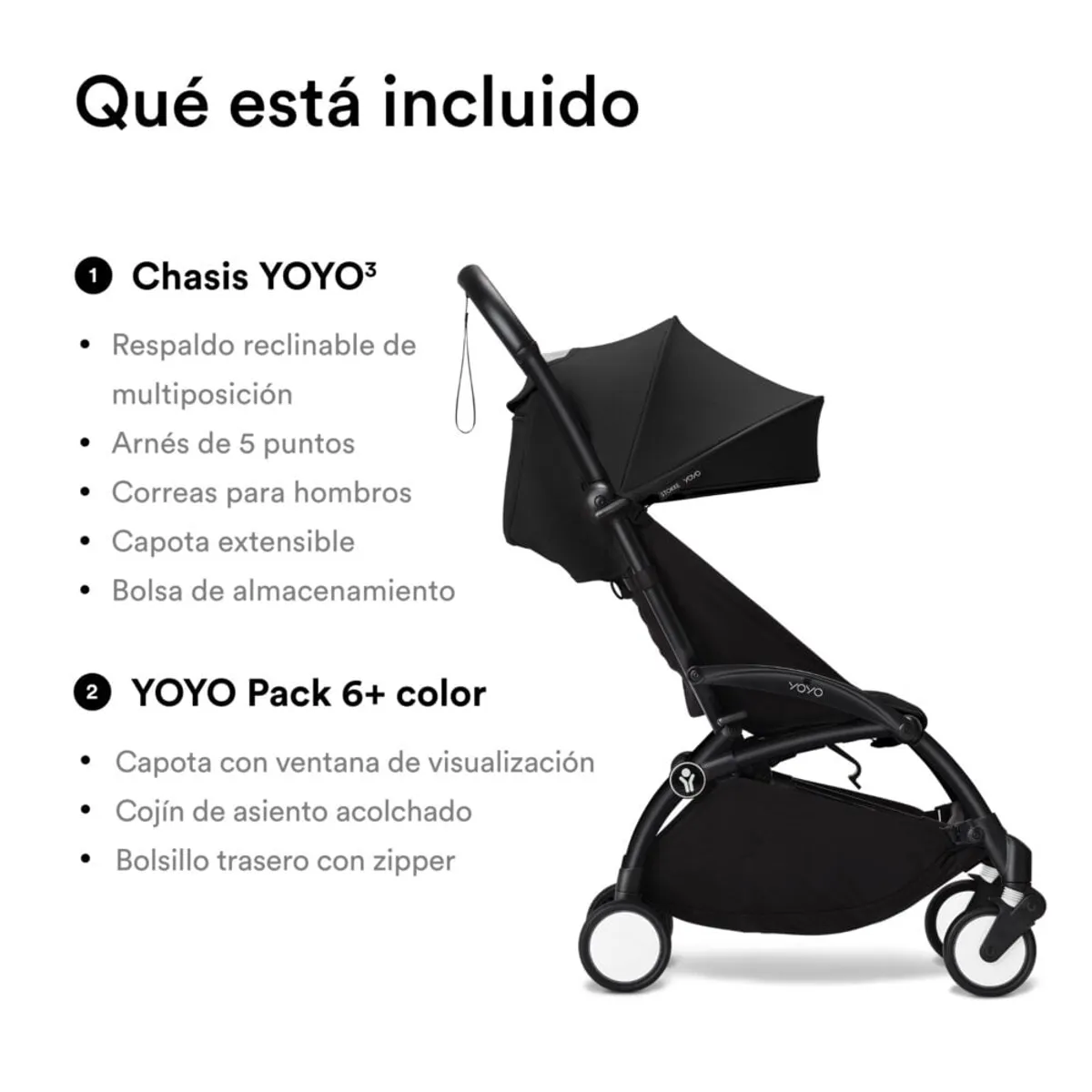 STOKKE - COCHE STOKKE YOYO³ CHASIS NEGRO TEXTIL NEGRO