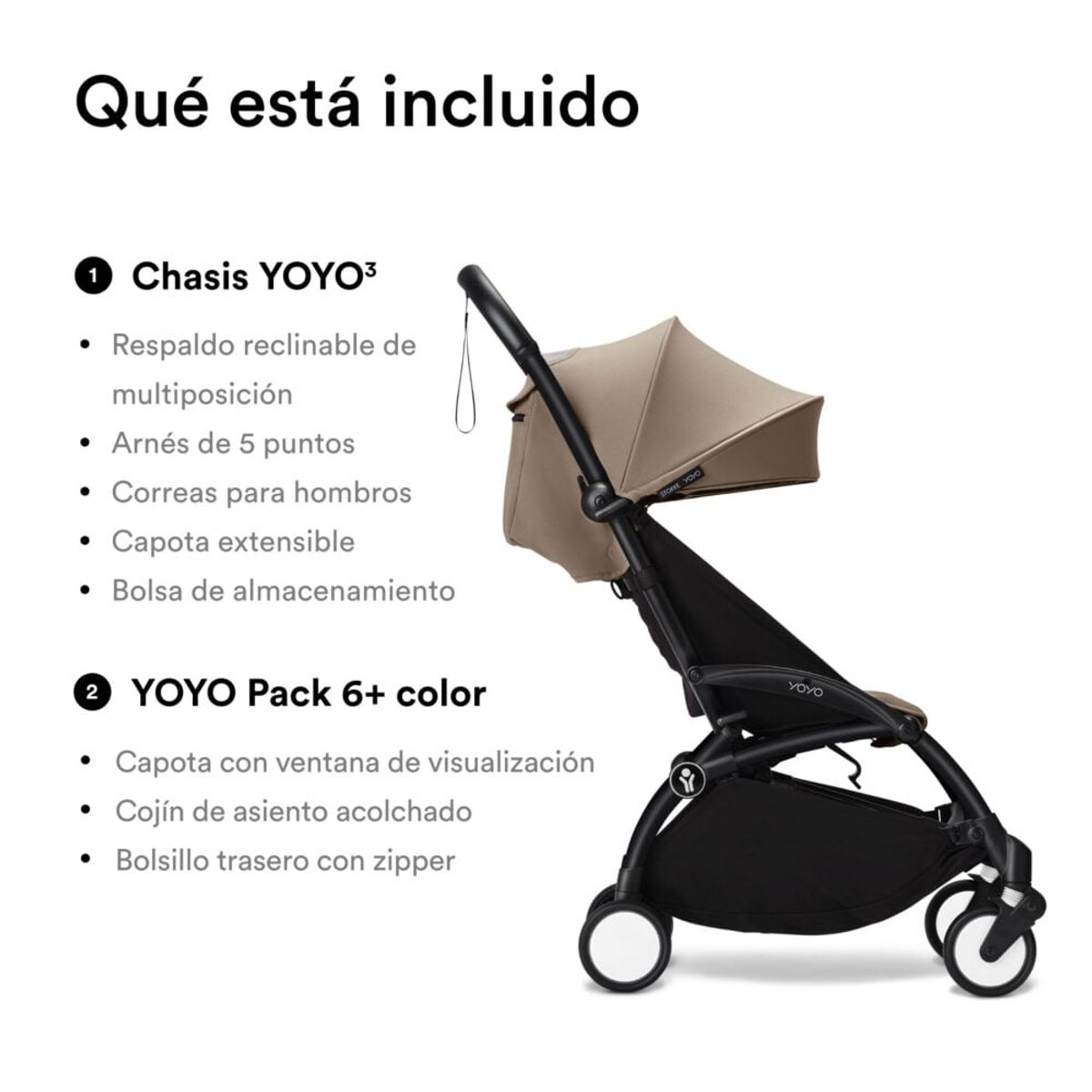STOKKE - COCHE STOKKE YOYO³ CHASIS NEGRO TEXTIL TAUPE