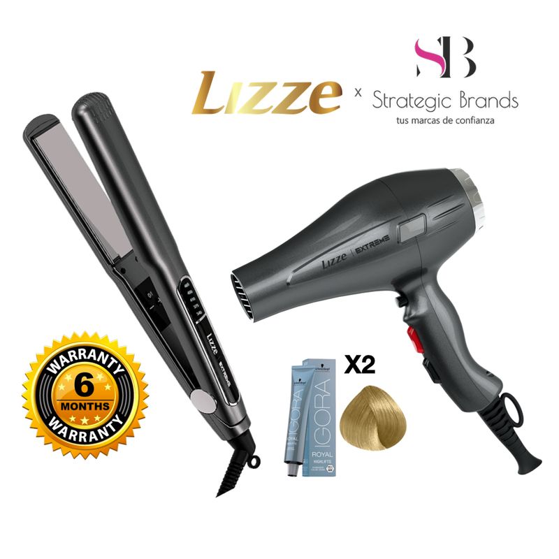 LIZZE - PLANCHA Y SECADORA PROFESIONAL LIZZE EXTREME + 2 TINTES IGORA 12-4