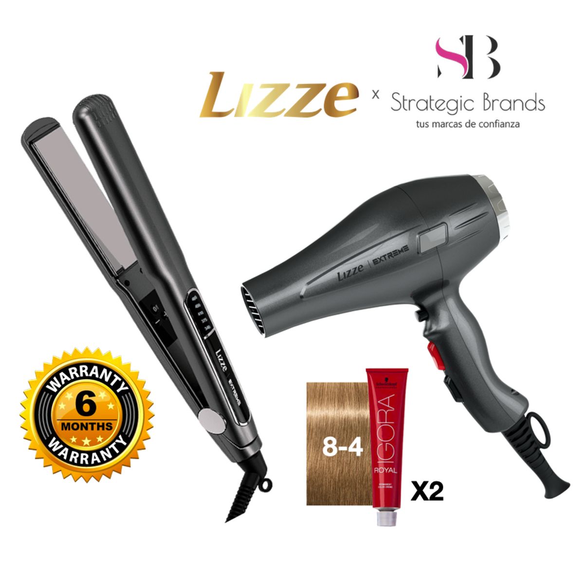 LIZZE - PLANCHA Y SECADORA PROFESIONAL LIZZE EXTREME + 2 TINTES IGORA AL AZAR