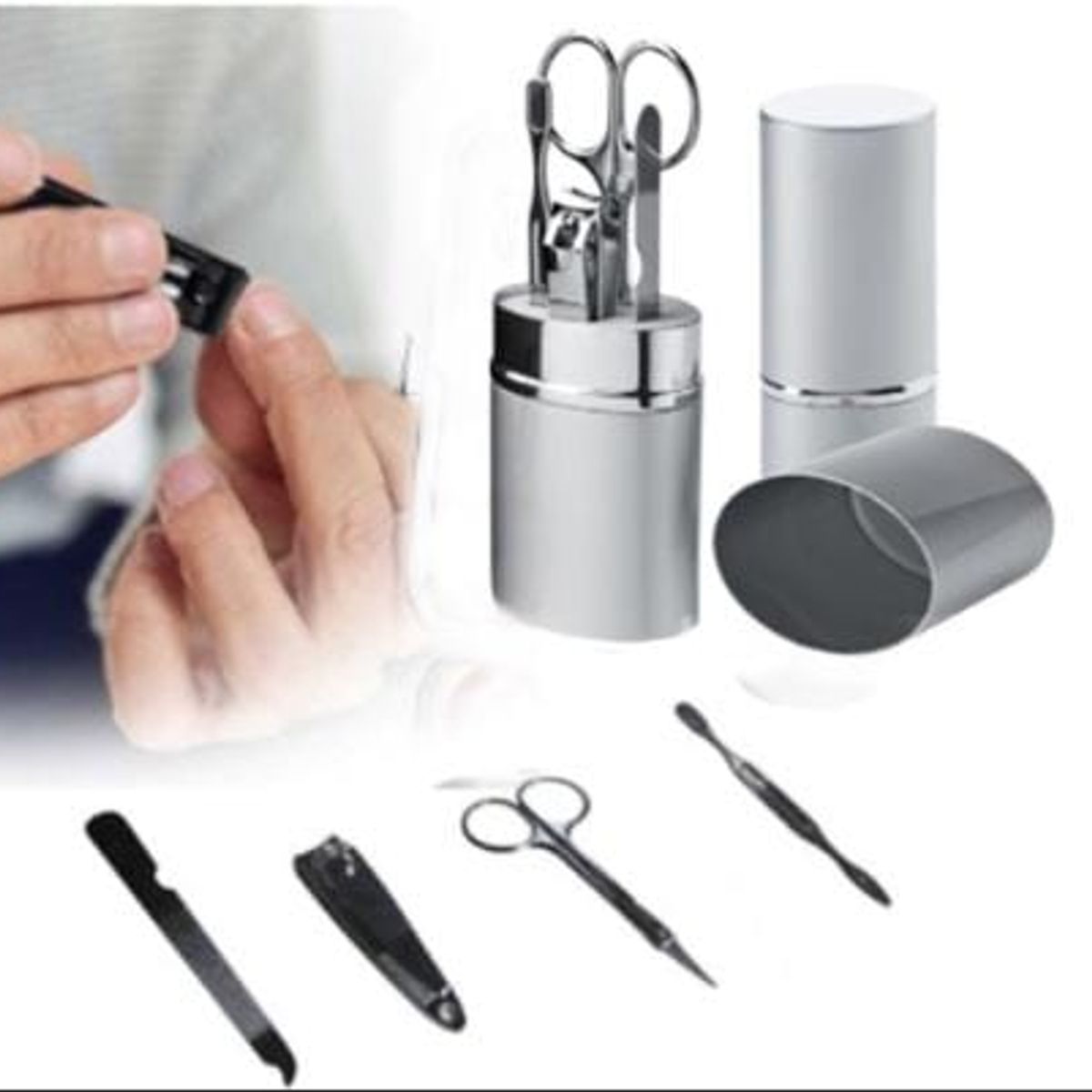 GENERICO - Set Basico Portable de Manicure Metal Varones