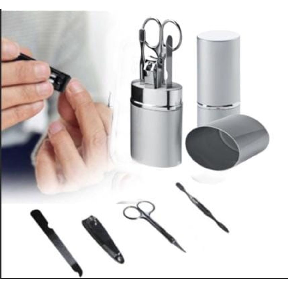 GENERICO - Set Basico Portable de Manicure Metal Varones