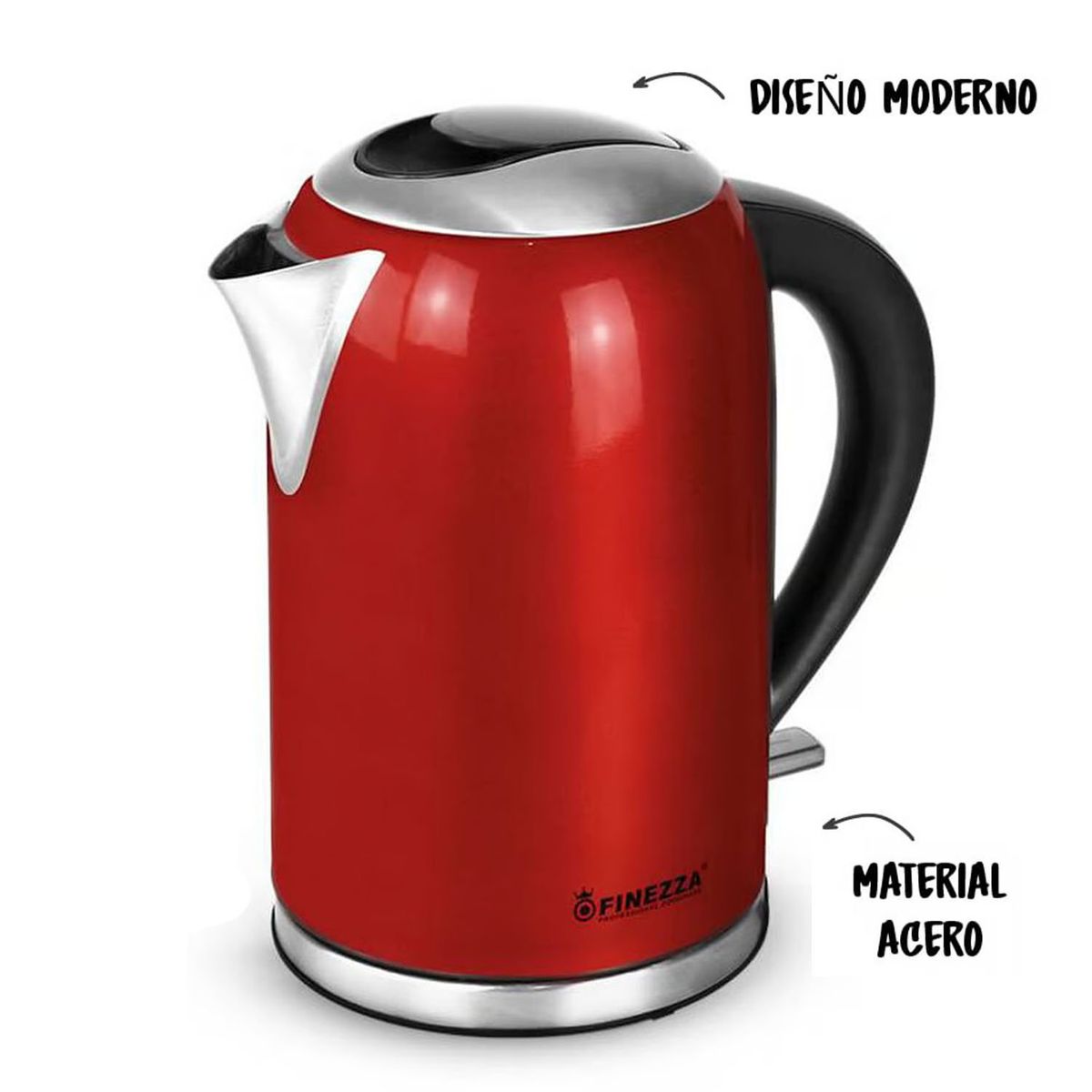 FINEZZA - Hervidor Eléctrico Finezza FZ-630H de 2 Lts 2200W Rojo