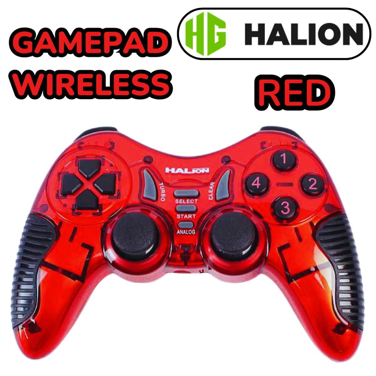 HALION - MANDO GAMEPAD JOYSTICK HALION HA-8011 RED TRANSPARENT