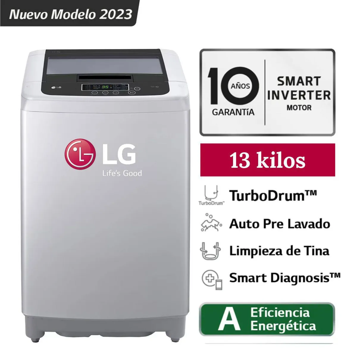 LG - Lavadora LG WT13DPBK Smart Motion Inverter Carga Superior 13 Kilos