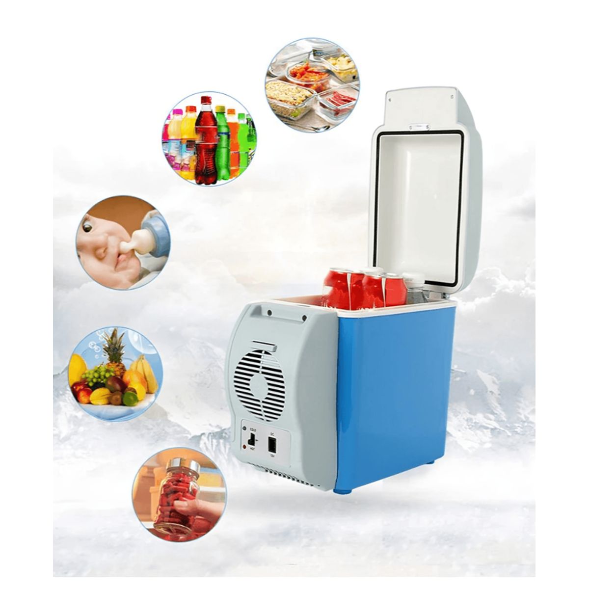 GENERICO - Cooler Portátil Congelador y Calentador Para Auto de 7.5 L