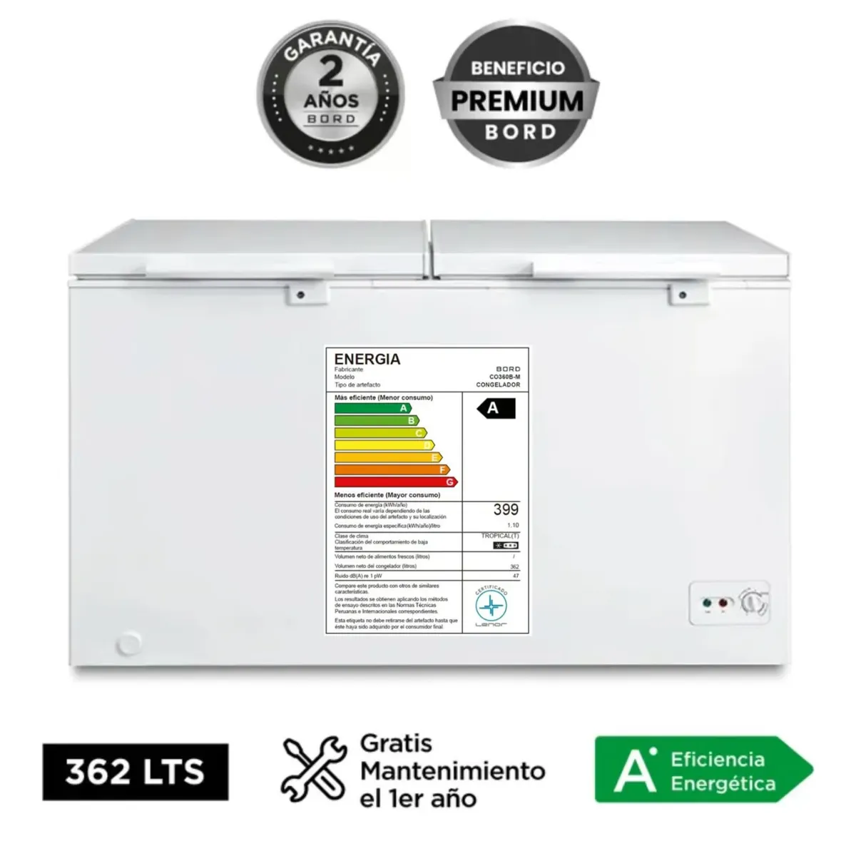 BORD - Congelador BORD CO360B-M 362 L 2 Puertas - Blanco