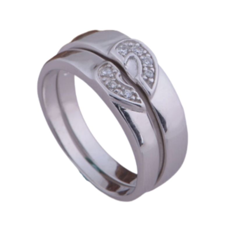 GENIEKA - Anillos de Matrimonio Alianzas Corazón Bañado S925 Genieka