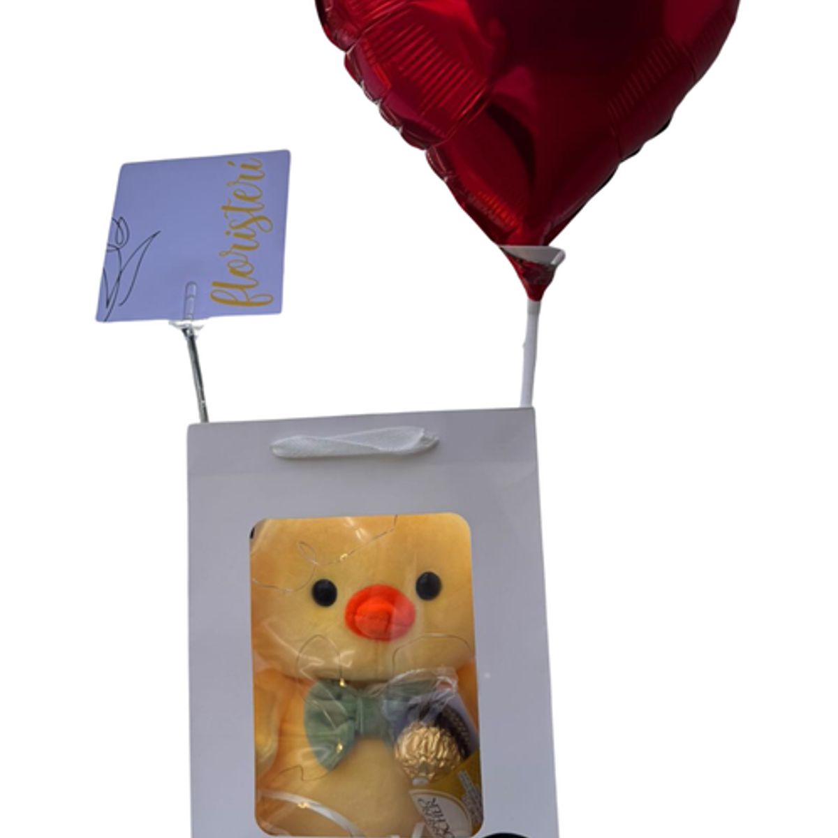 FLORISTERI - Bolsa peluche Te Quiero PATO dalavida con chocolate Ferrero x 3