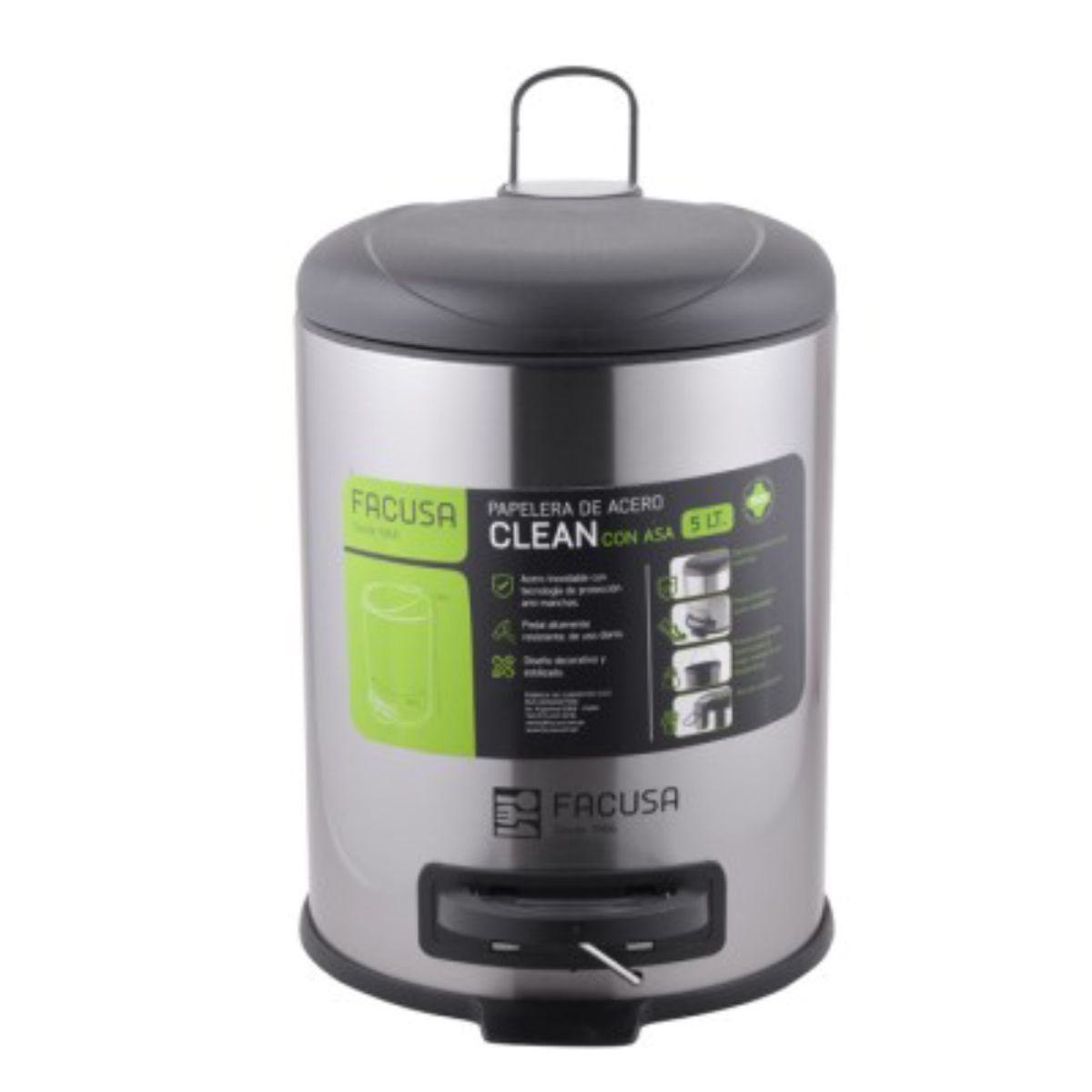 FACUSA - PAPELERA 5LT CLEAN C/ASA - 984150501