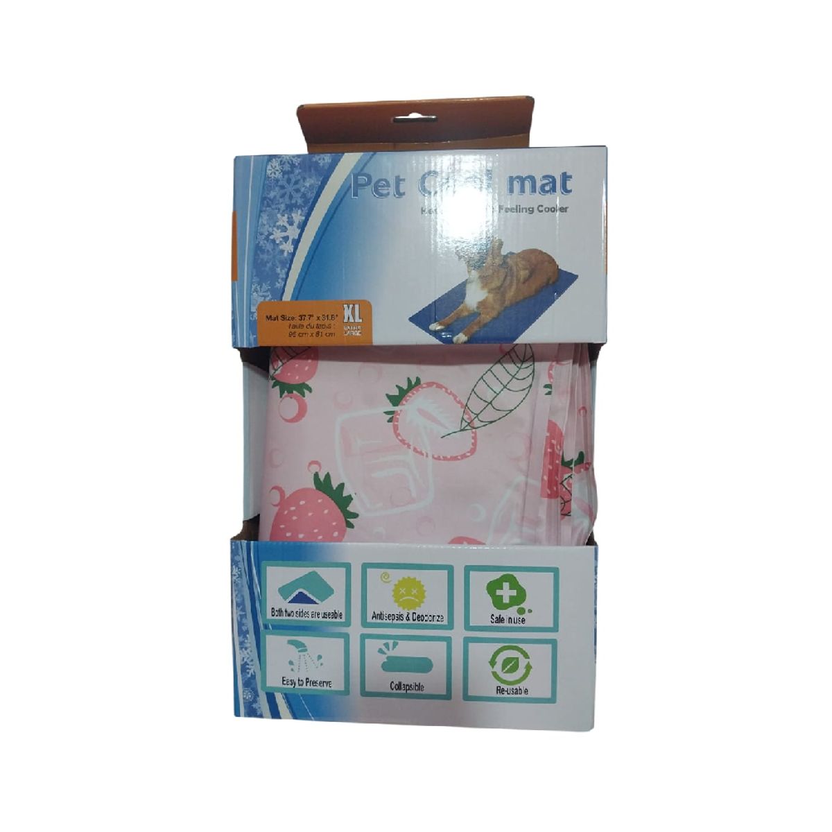 GENERICO - Colchoneta refrigerante Pet Cool Mat XL Diseño Fresa Rosado