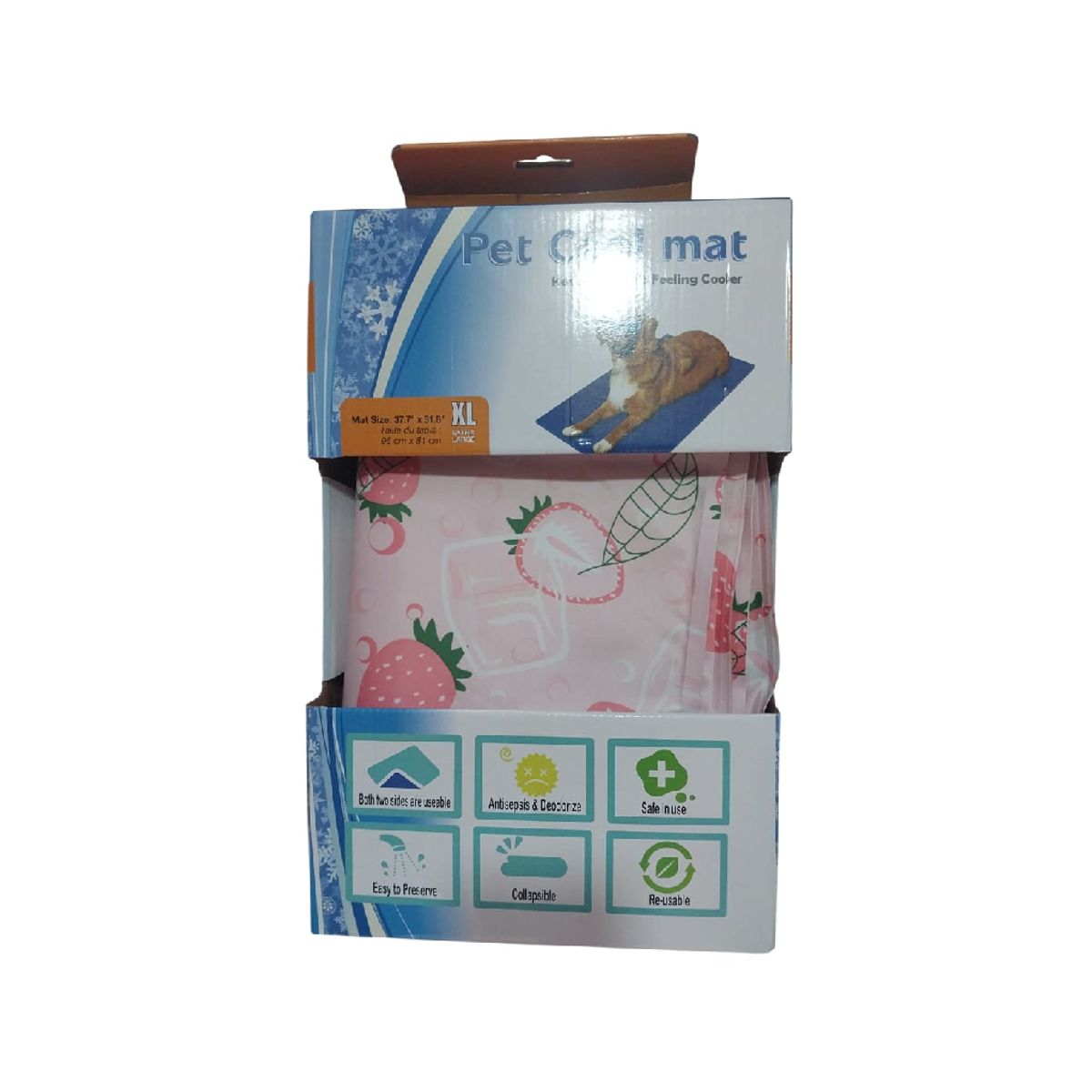 GENERICO - Colchoneta refrigerante Pet Cool Mat XL Diseño Fresa Rosado