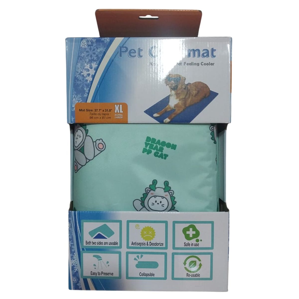 GENERICO - Colchoneta refrigerante Pet Cool Mat XL Diseño Gato Verde
