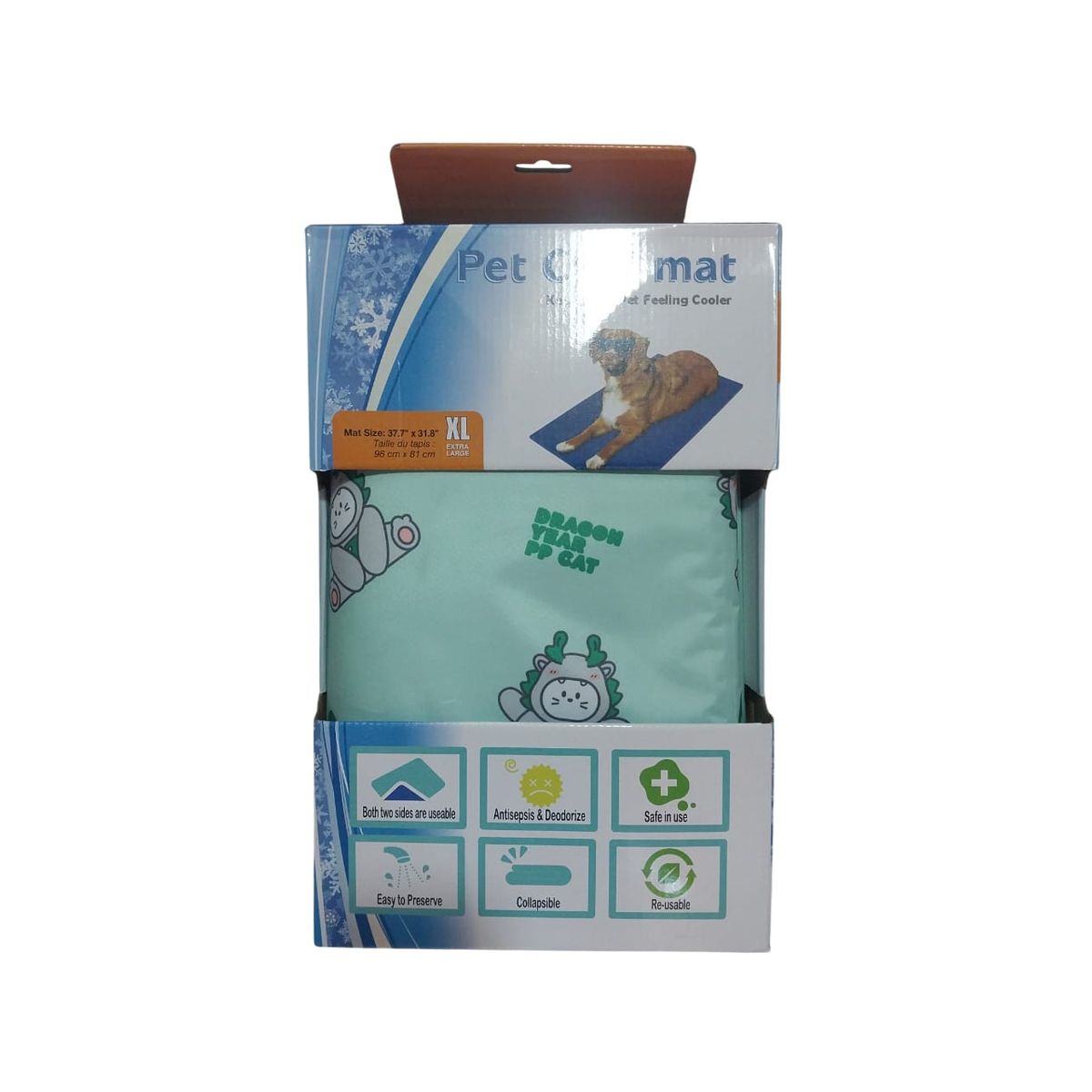 GENERICO - Colchoneta refrigerante Pet Cool Mat XL Diseño Gato Verde