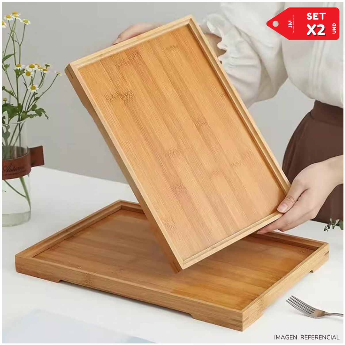 INSPIRA MARKET - Bandeja Decorativa Transportador de alimentos Set x2