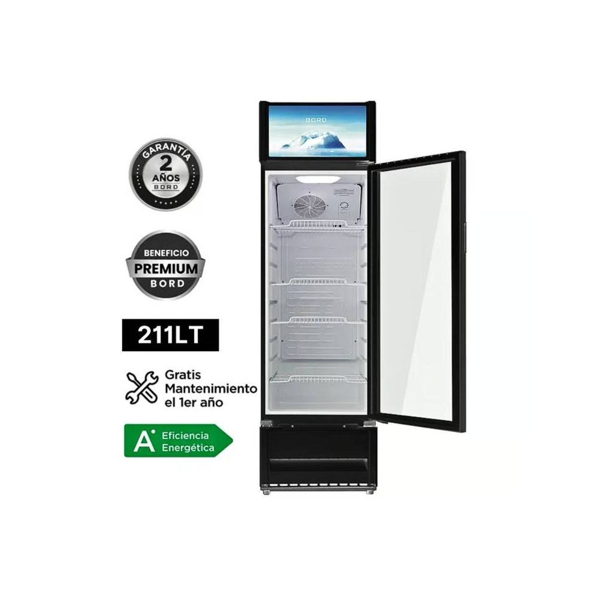 BORD - Vitrina Exhibidora Bord Vertical 211LT EX211-M Blanco