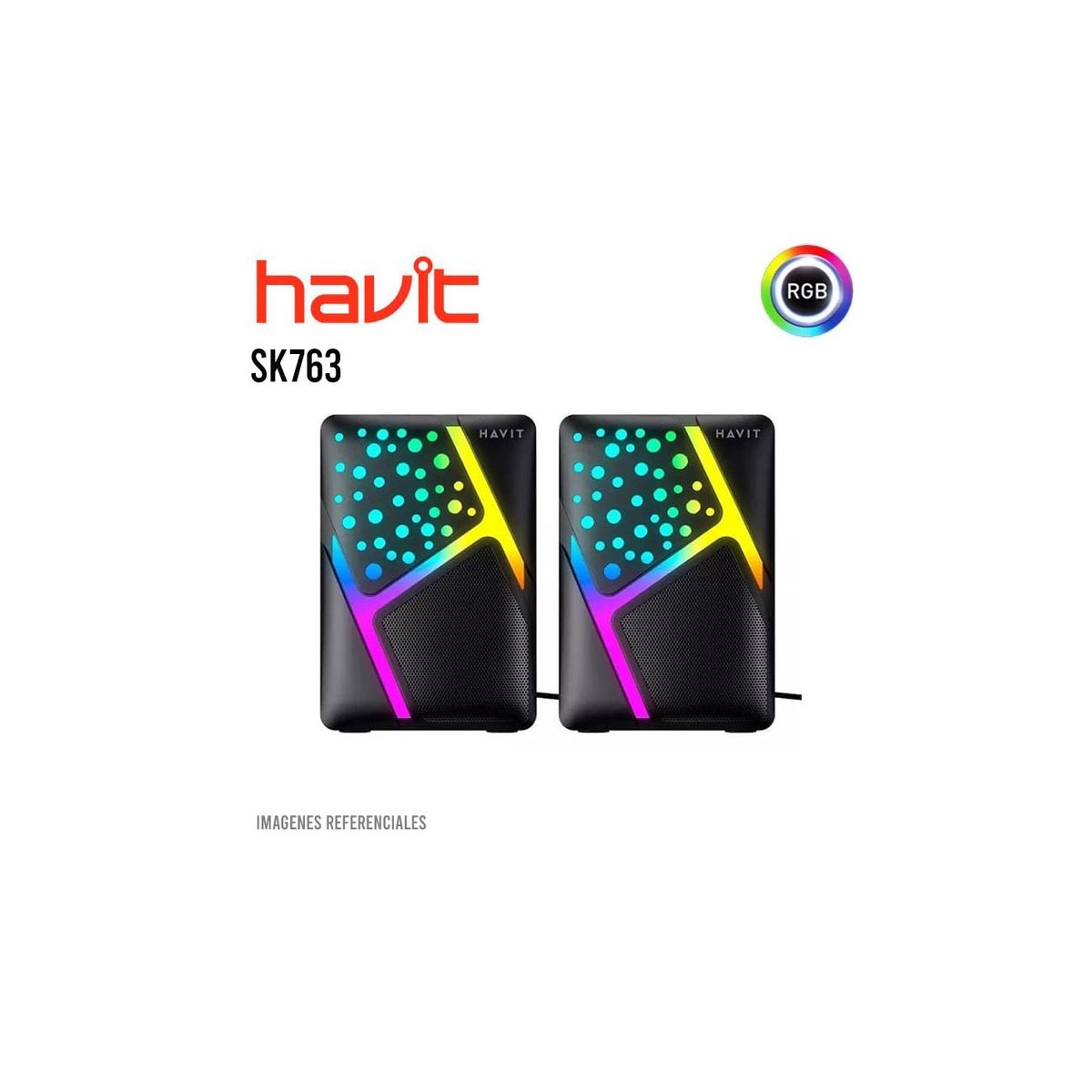 HAVIT - Parlante Gamer RGB HAVIT SK763 2.0 estéreo mini Jack 3.5mm color Negro