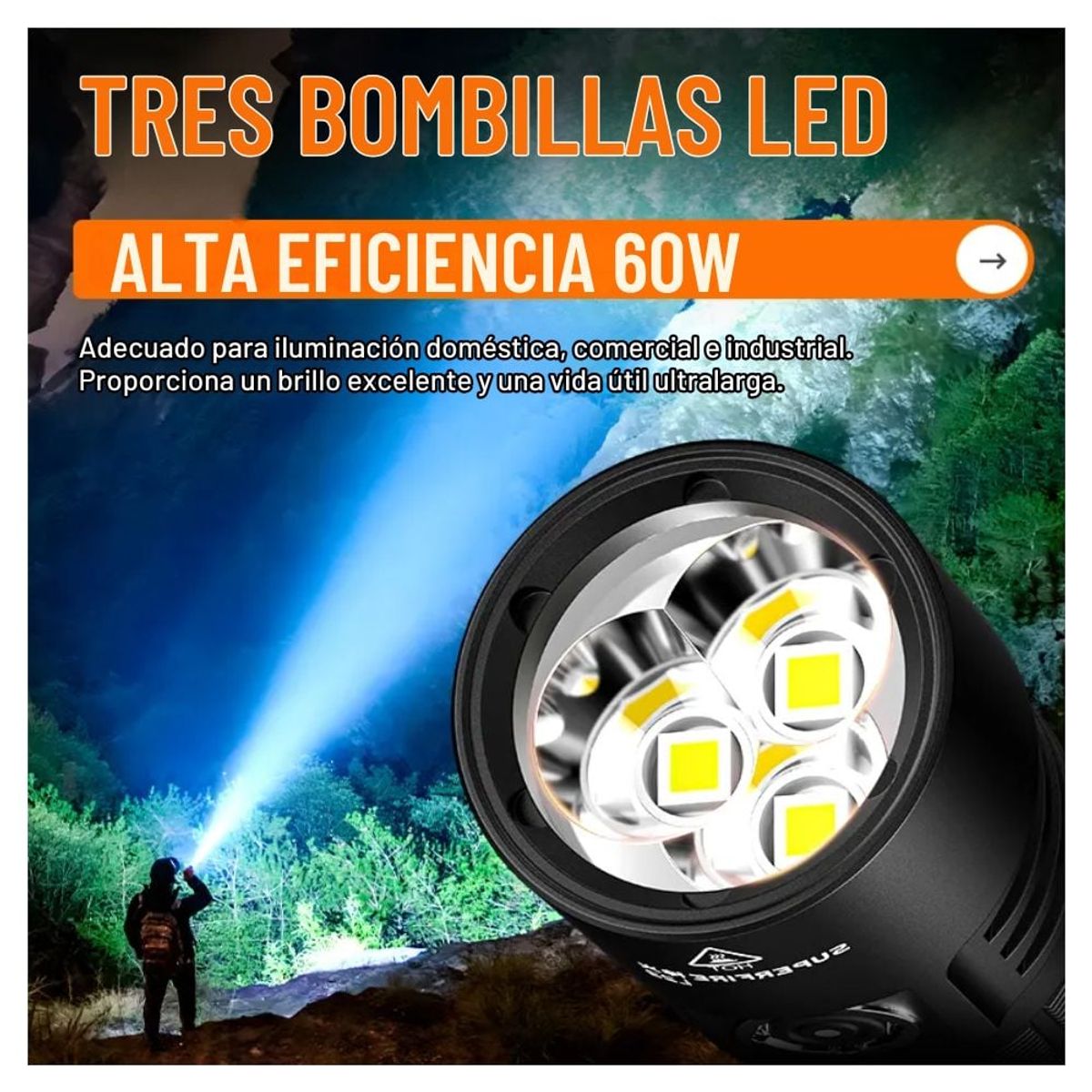 OEM - Linterna Táctica SUPERFIRE L22 LED 5000LM Resistente al Agua IP44