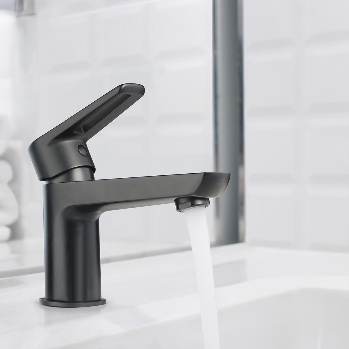 TREBOL - Monomando para Lavatorio en Bronce Cromado Negro