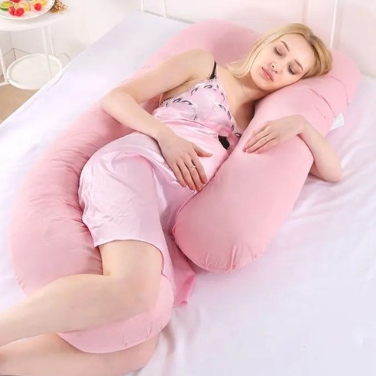 GENERICO - Almohada Multi Postural para Embarazo y Lactancia Rosado