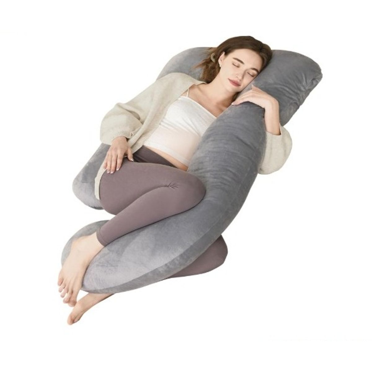 GENERICO - Almohada Multi Postural para Embarazo y Lactancia Plomo