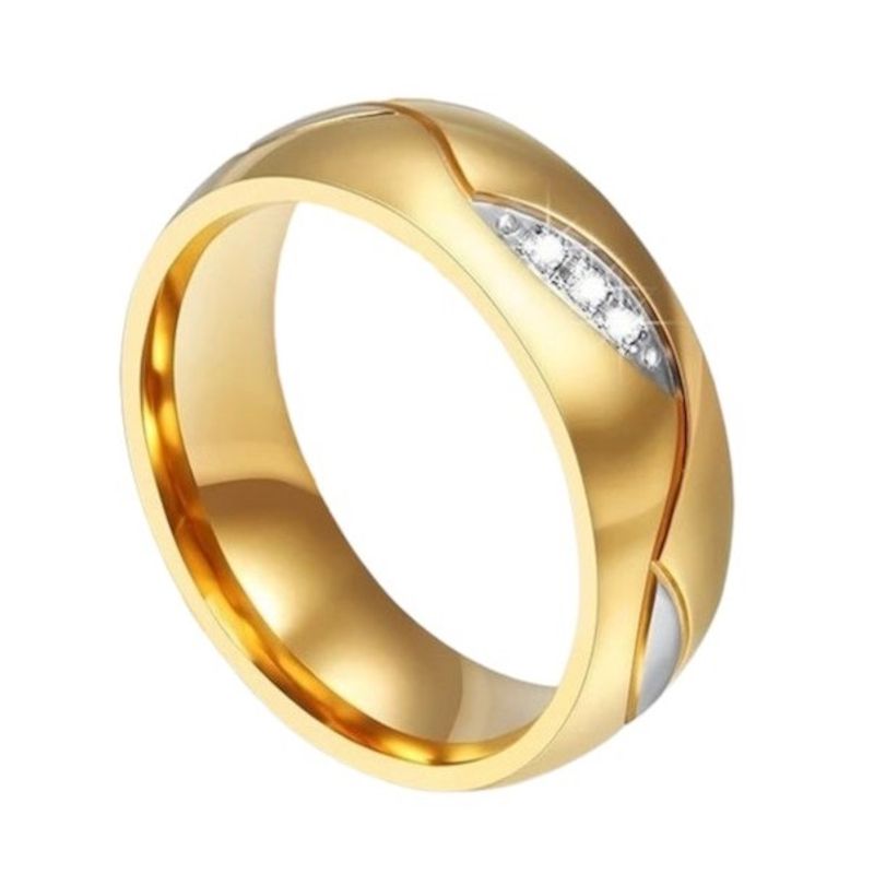 GENIEKA - Anillos de Matrimonio Forever Love Bañado18K San Valentín Genieka