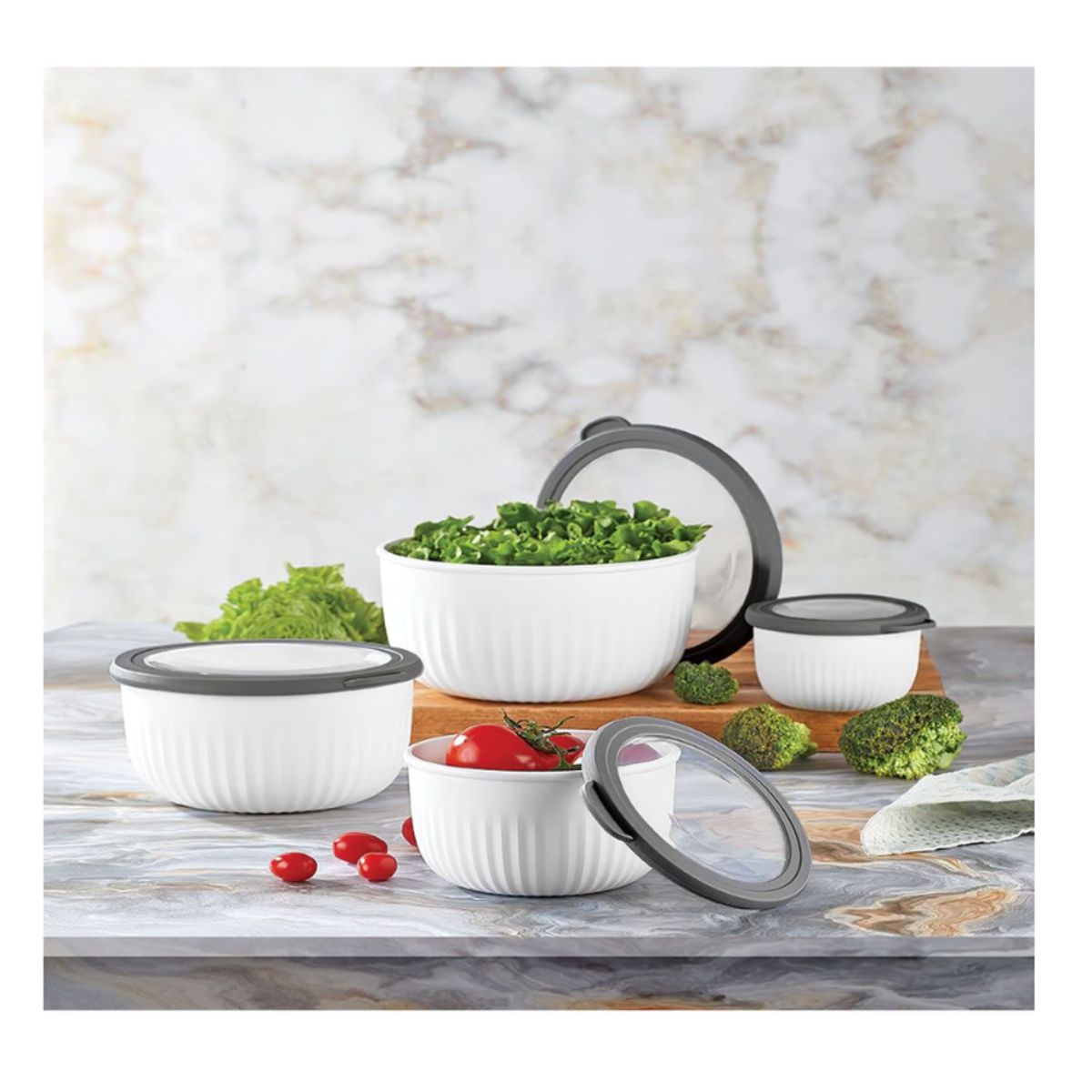 VIP AHMET - Contenedor hermético blanco  4 piezas 3L+2L+1L+ 0.50L