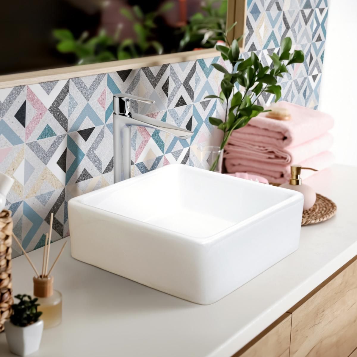 TREBOL - Monomando para Lavatorio en Bronce Cromado Plateado