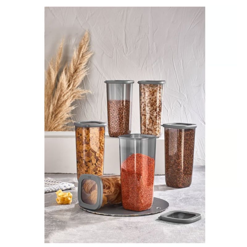 VIP AHMET - Contenedores cuadrados plomo plata 6 x 1750 ml