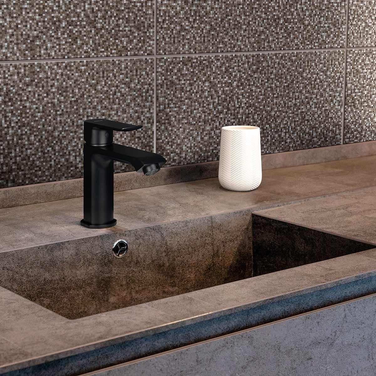 TREBOL - Monomando para Lavatorio en Bronce Cromado Negro Mate