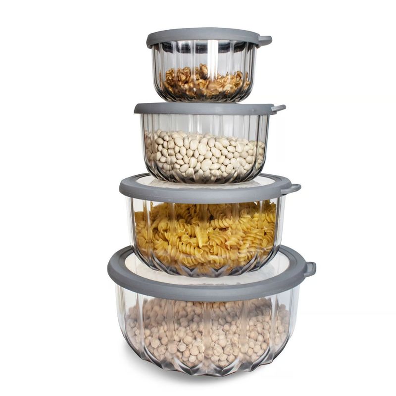 VIP AHMET - Contenedor hermético plomo plata trasparente 4 piezas 3L+2L+1L+ 0.50L