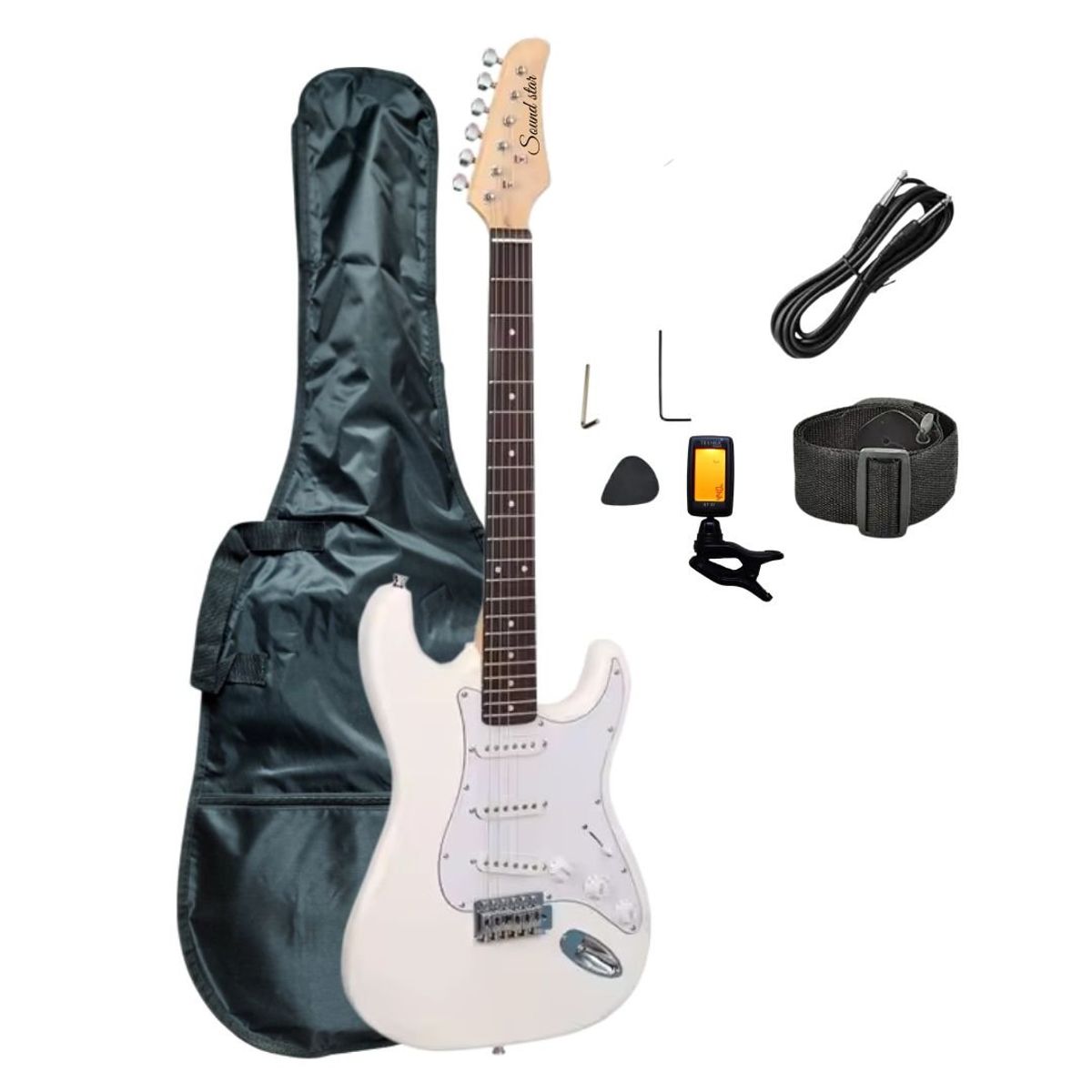 SOUND STAR - GUITARRA ELECTRICA Model STRATO BLANCO - AFINADOR