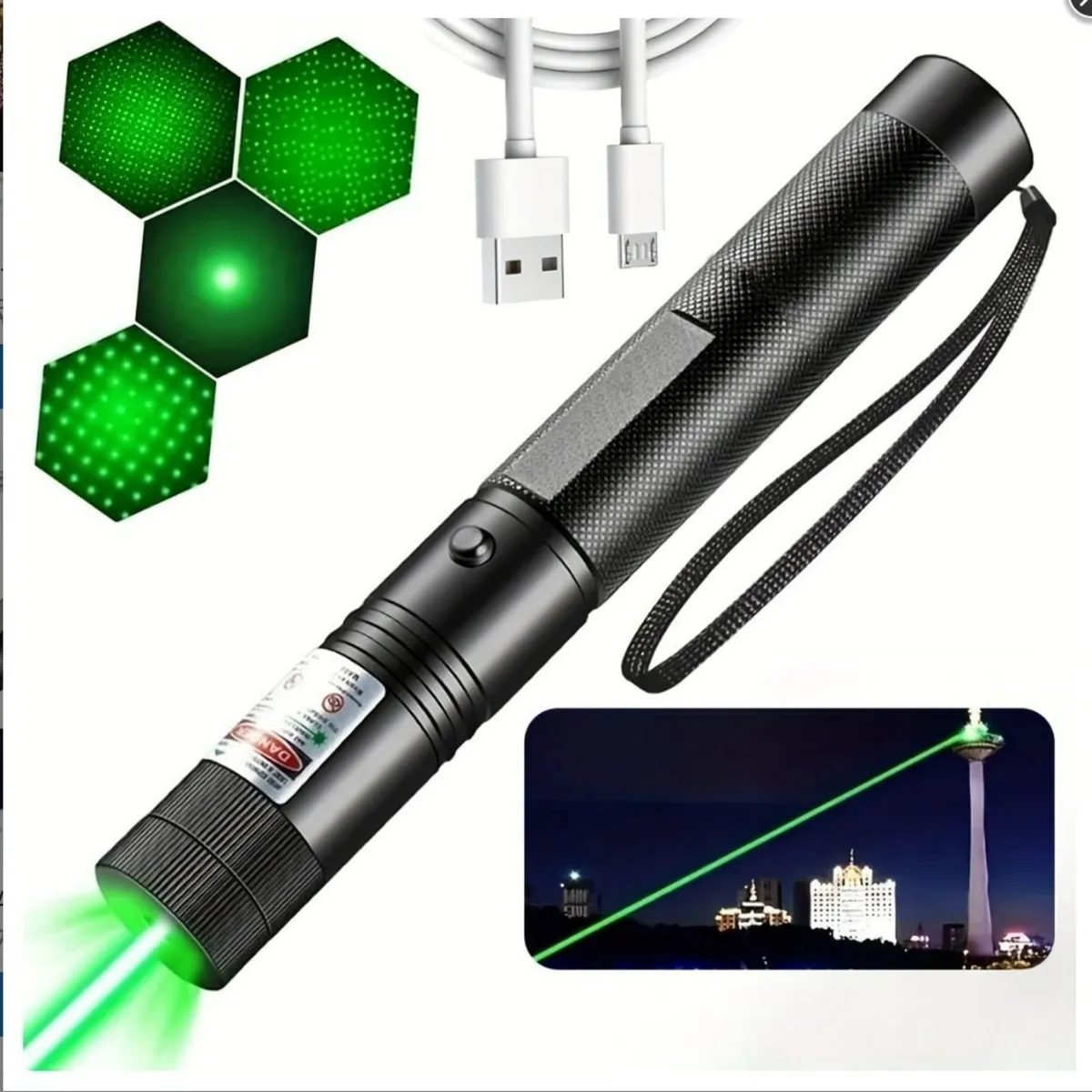 CAFINI - Linterna Láser Verde 3000M Recargable USB C Para Exterior y Oficina