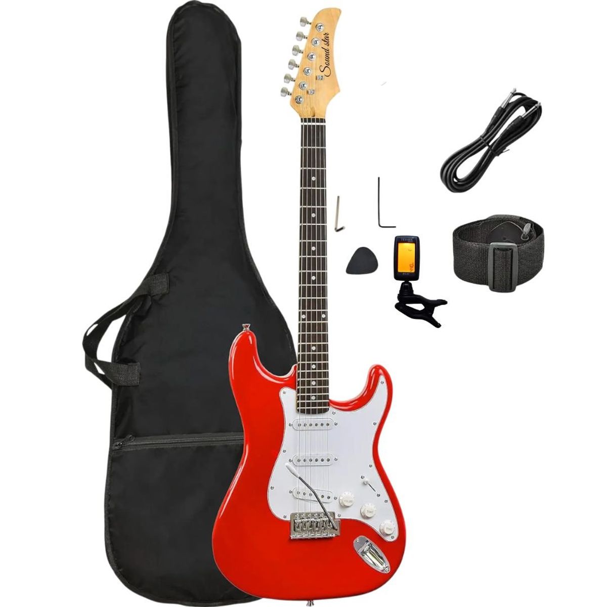 SOUND STAR - GUITARRA ELECTRICA Model STRATO ROJO - AFINADOR