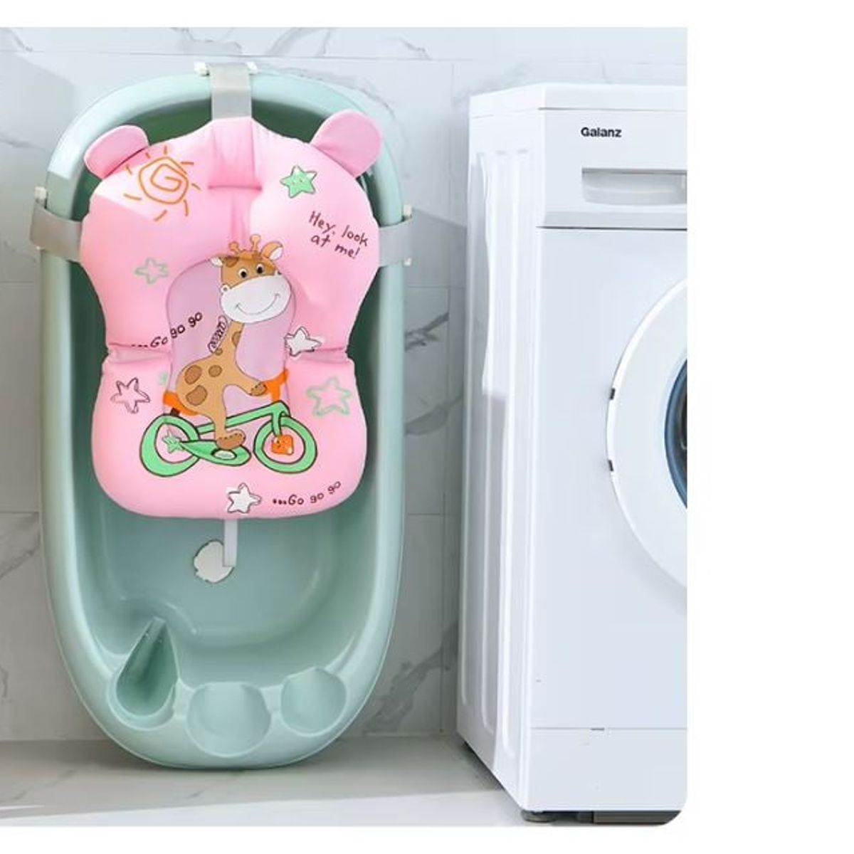 GENERICO - Cojín de Baño Antideslizante Jirafa Rosado de Bebés