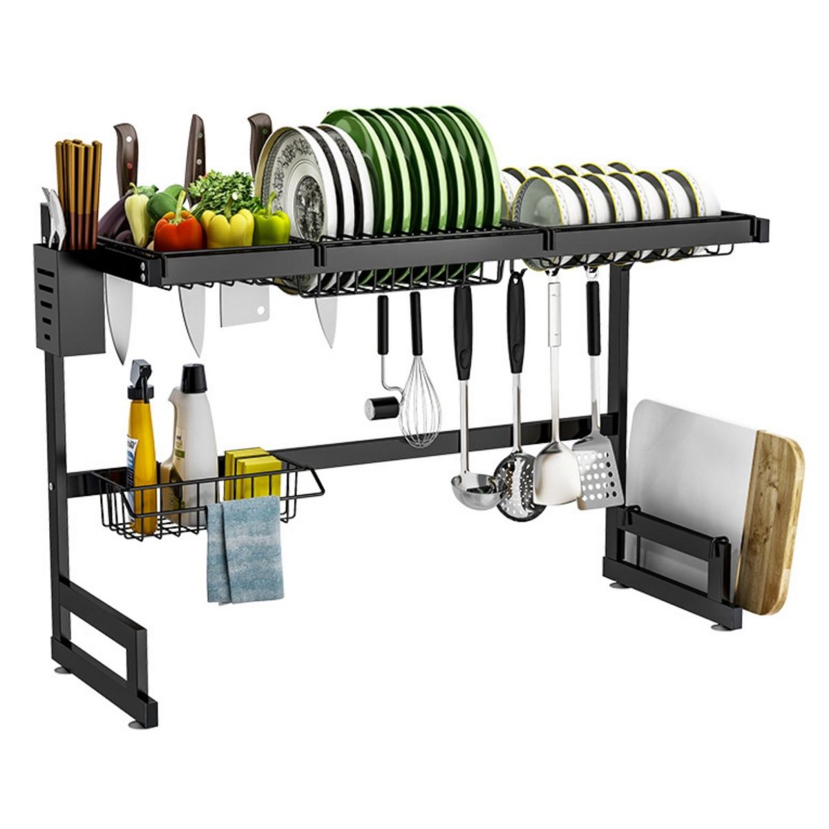 GENERICO - Escurridor de platos de 2 niveles organizador secador de 85 cm