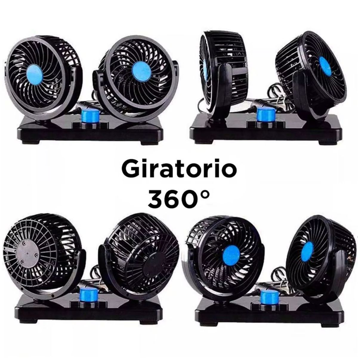GENERICO - Ventilador Auto 360 Turbo Giratorio Graduable Portatil 12v
