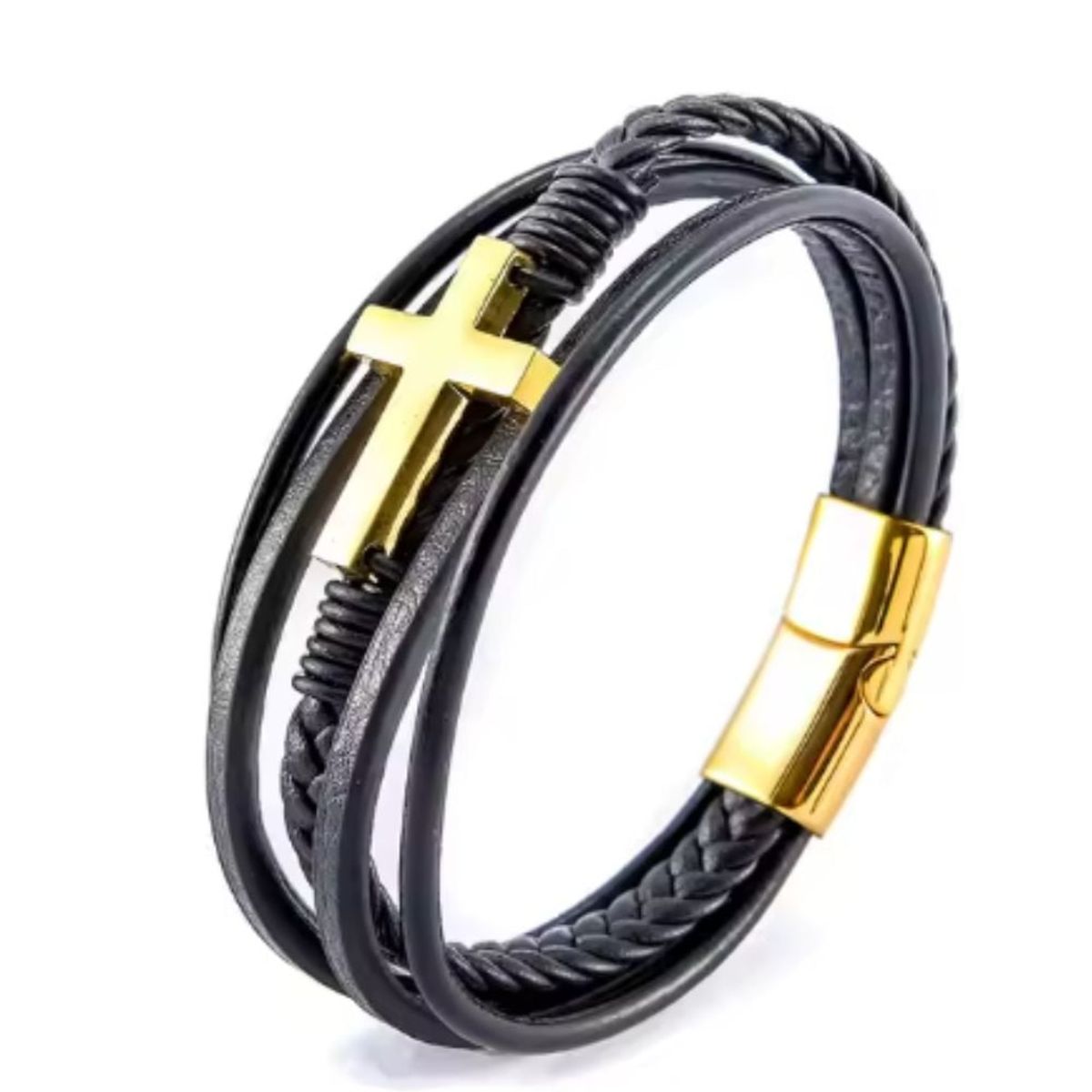 GENERICO - Pulsera de piel trenzada para hombre brazalete de alta calidad-
