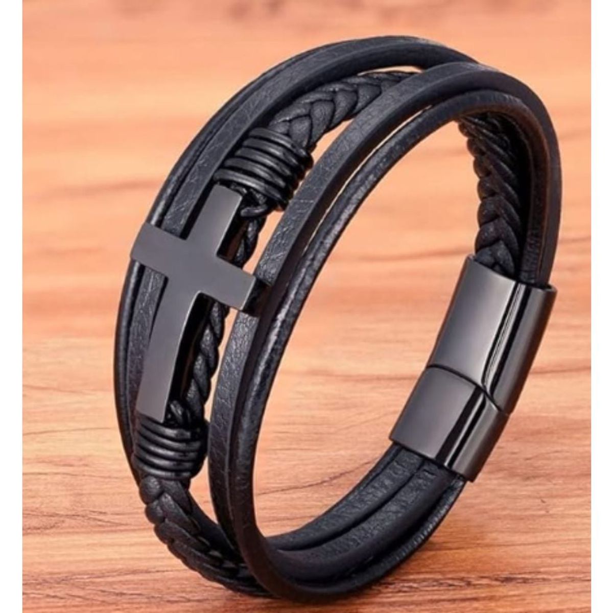 GENERICO - Pulsera de piel trenzada para hombre brazalete de alta calidad-