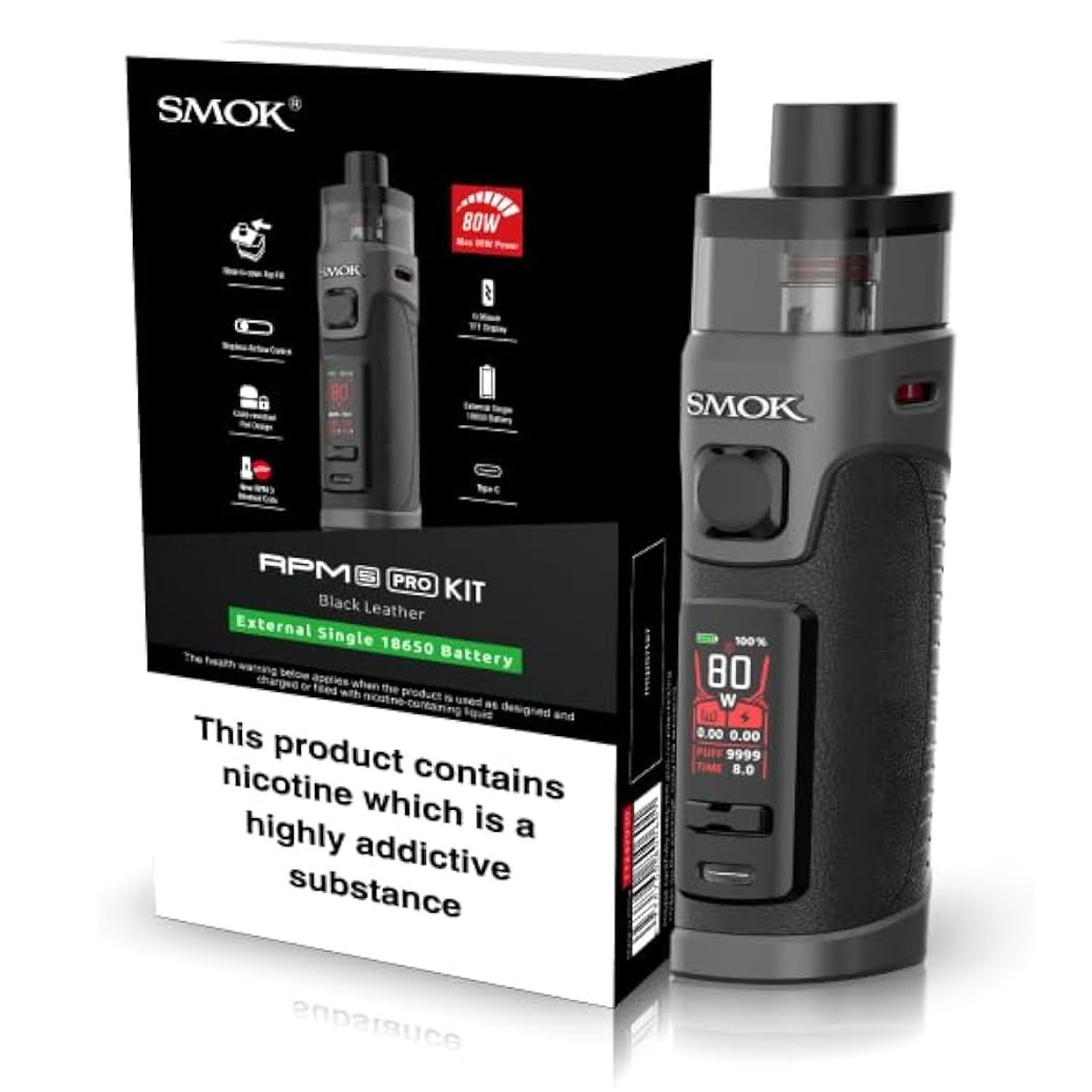 SMOK - SMOK RPM 5 Pro kit, 80W, 6,5 ml - Diseño: BLACK LEATHER