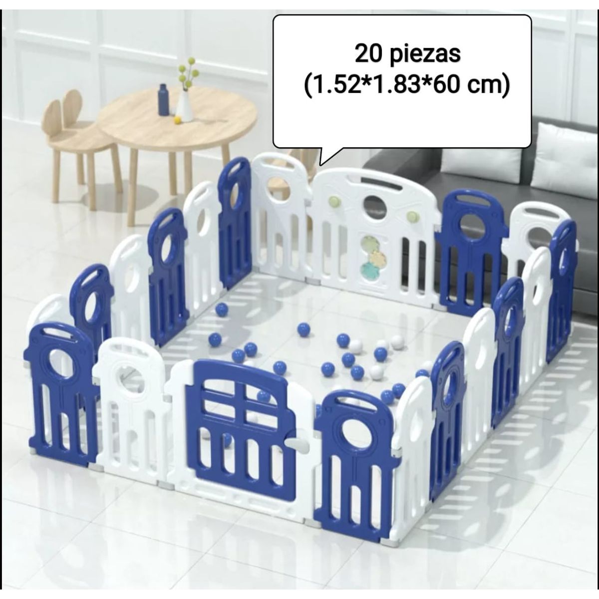 GENERICO - Corral Bebé Azul 20 Piezas + tapete