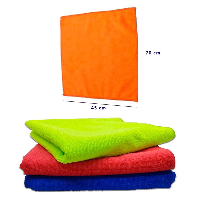 GENERICO - Pack 3 und Paño Microfibra 70cm x 45cm NO Ojal Color Variado
