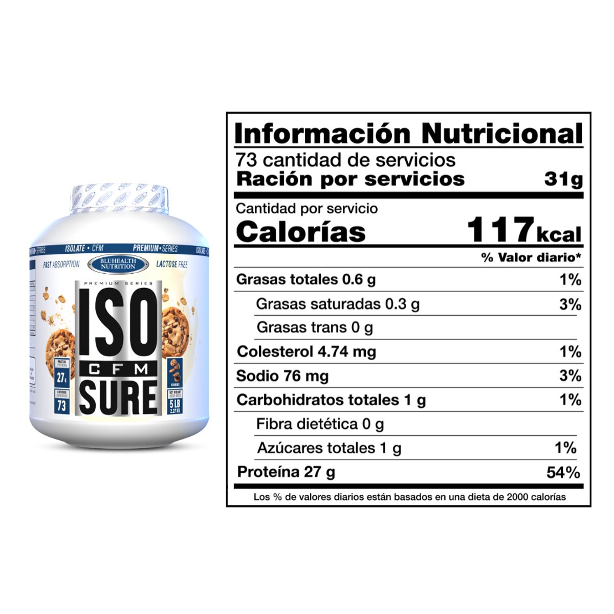 GENERICO - ISO CFM SURE 5 LB Bluhealth Nutrition - Cookie and Cream
