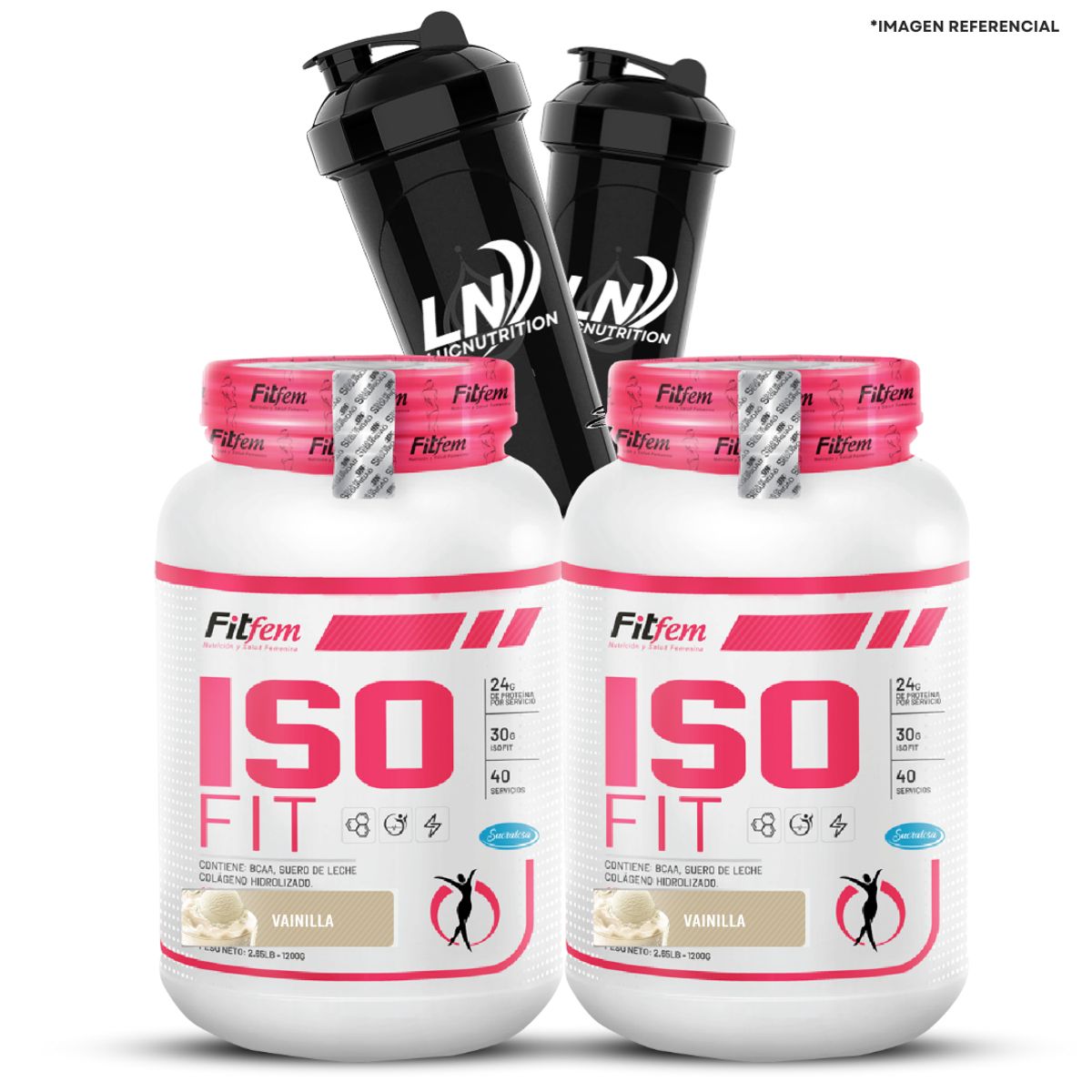 FITFEM - 2 Proteína Iso Fit 1.1 KG Universe Nutrition Vainilla + 2 Shaker