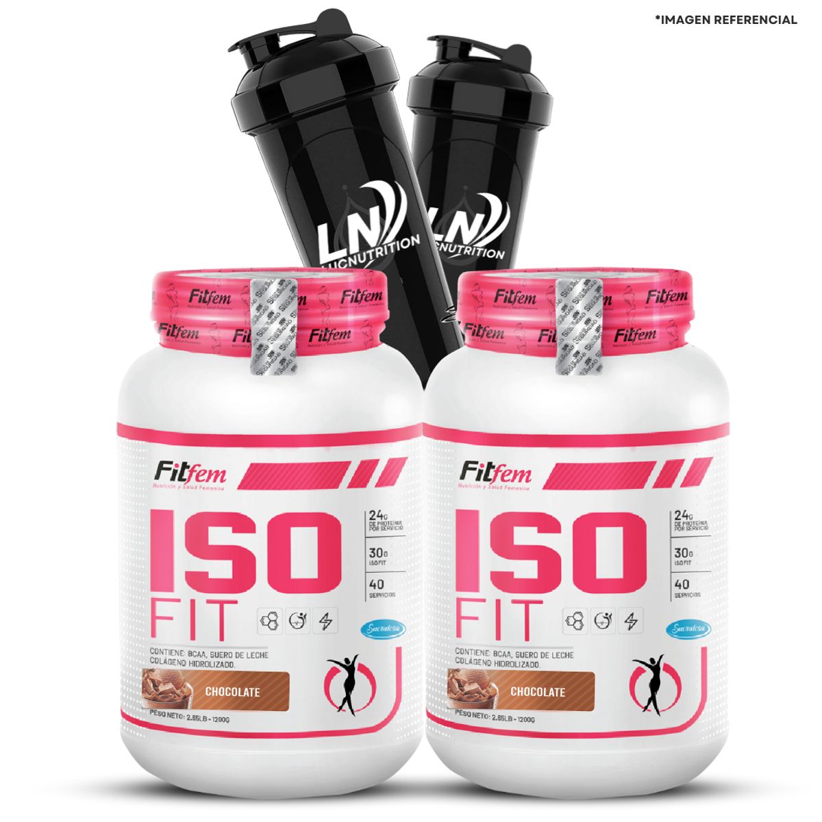 FITFEM - 2 Proteína Iso Fit 1.1 KG Universe Nutrition Chocolate + 2 Shaker