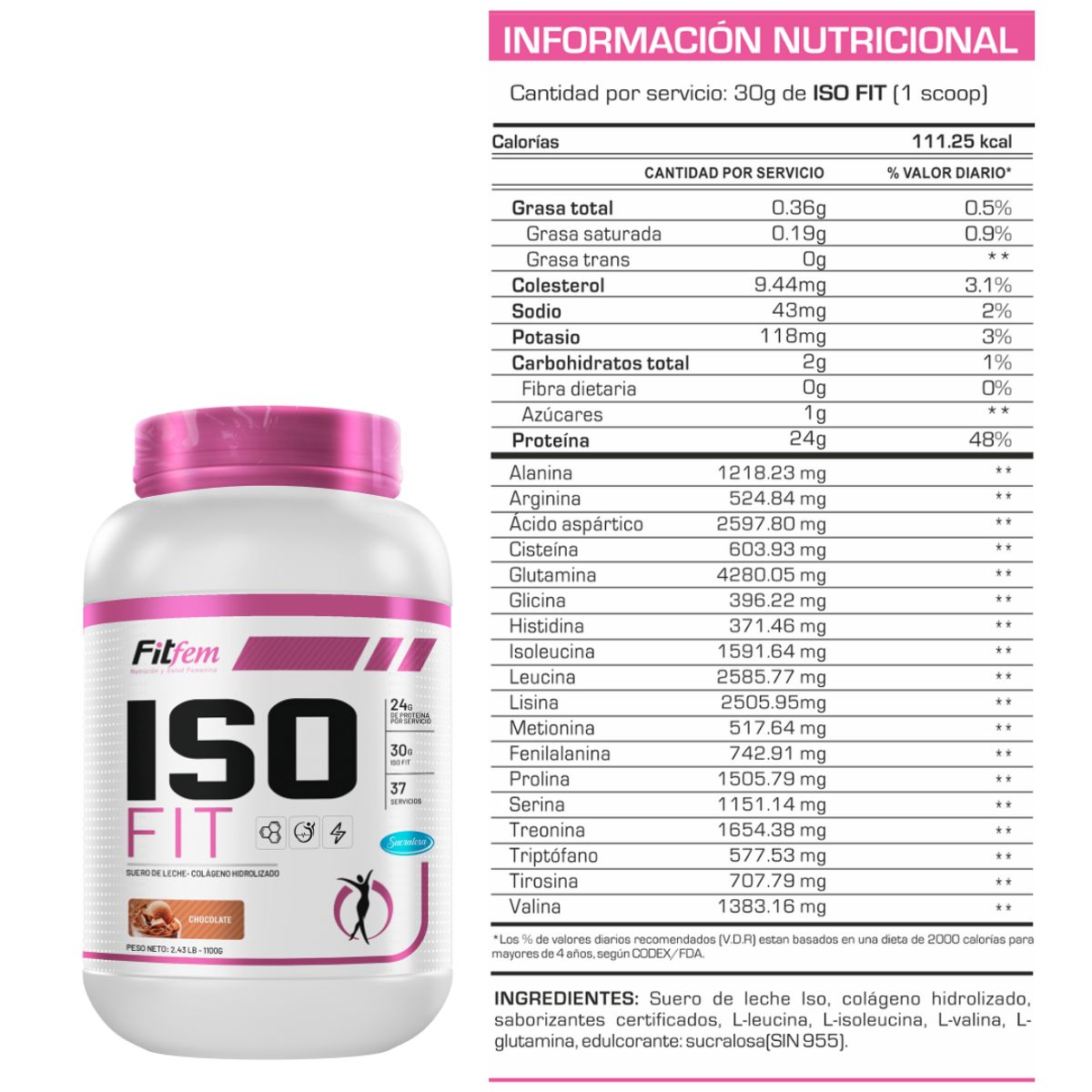 FITFEM - Proteína Iso Fit 1.1 KG Universe Nutrition Chocolate